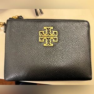 Tory Burch: black Britten large zip pouch